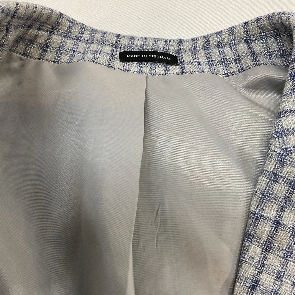 Joseph Abboud JOE Just One Earth Mens Blazer 46R-Extra Buttons Grey Plaid Blazer